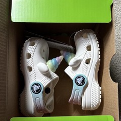 Crocs Classic I Am Rainbow Unicorn Clog Chalk Rainbow Unisex Kids C5 Slip On