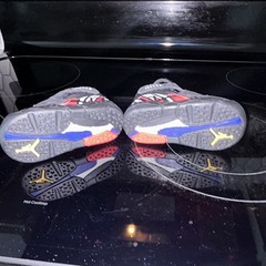 Jordan Air Jordan 8 Kids Mid-Top Hook & Loop Leather Black/Red/Blue US 4