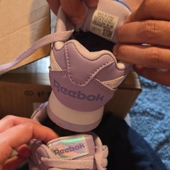 Reebok Classic Leather Kids Low Top Sneakers Purple Iridescent Lace Up US 12