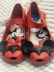 Mini Melissa Disney Minnie & Mickey Mouse Mary Jane Flats Red/Black Kids US 11