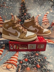 Kids Jordan Retro High OG Praline With Satin Ribbon Laces. Size 10c. EUC