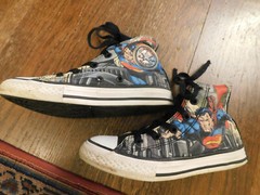 Converse All Star Chuck Taylor Red/blue Flying Superman Hightop Sneakers sz 1