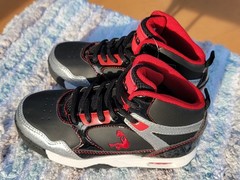 SHAQ Platinum Kids High Top Sneakers Black Red Silver Size 13 Athletic Shoes