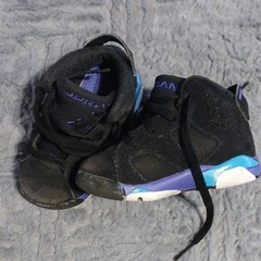 Jordan Black Blue Purple White Mid Top Suede Lace Up Unisex Kids Sneakers