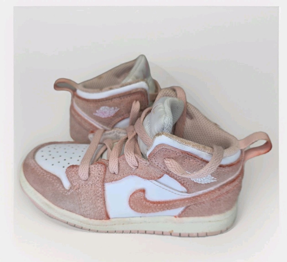 Jordan 1 Mid SE Size 9C TD White Legend Pink Brand New In Box And A Sticker New