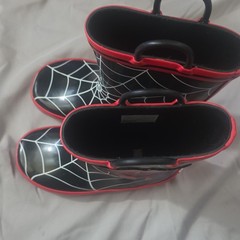 Marvel Spider-Man Unisex Kids Black/Red Pull-On Waterproof Rain Boots US 10