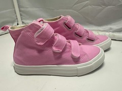 OPOEE Kids Canvas Sneakers Hook & Loop Shoes Pink US 1-3 (EU 32-34)