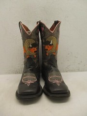 Vaccari Kids Brown Leather Embroidered Cowboy Western Boots Size 12
