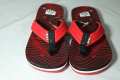 REEF AHI RED SHARK KIDS FLIP FLOPS, KIDS 11/12, RED/BLACK, RF-002345