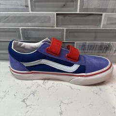 Vans Old Skool Kids Suede Blue & Red Sneakers Skateboard V 2 Straps~Size 2~EUC!
