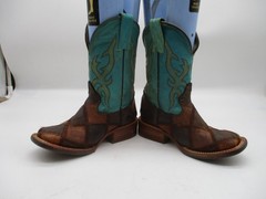 Texas Bunkhouse Handcrafted Leather Square Toe Kids Boots Size Mex 18