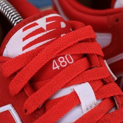 New Balance 480 Team Red White Low Suede Shoes Sneakers GSB480WR Youth Size 7 M