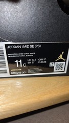 Jordan 1 MID SE, 11c, Black/Bleached Coral- White