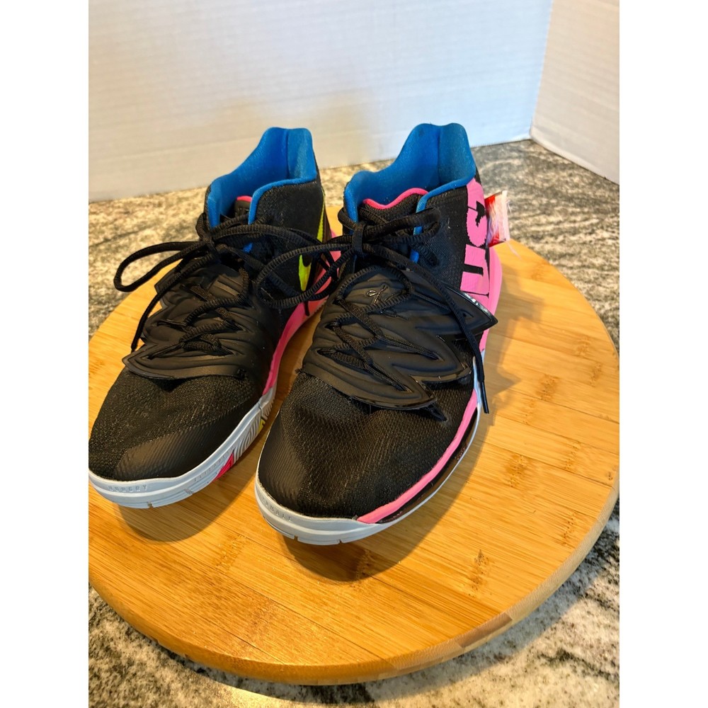 Nike Kyrie 5 Just Do It Black Hyper Pink Volt Kids Basketball Shoes AQ2456-003