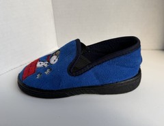 Vintage Peanuts Slippers Snoopy Red Barron Youth/Toddler Size 7/8 Hard Sole Blue