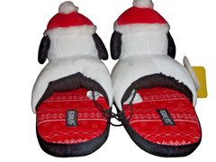 Peanuts Snoopy 3D Christmas Scuff Slippers Toddler 9/10 Plush Santa Slip-Ons New