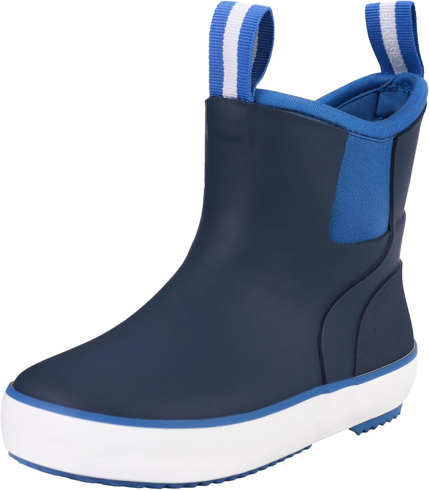 Waterproof Rubber Rain Boots for Kids – Youth Ankle Muck Boots, Non-Slip Natural