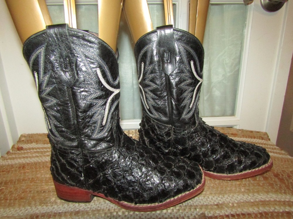 Mexico Square Toe Western Exotic Embossed Western Boots Kids 12.5 Mex 19.5