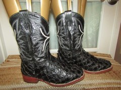 Mexico Square Toe Western Exotic Embossed Western Boots Kids 12.5 Mex 19.5