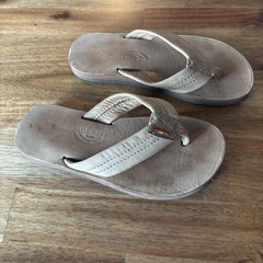 Rainbow Leather Flip Flops Kids Size 11-12 Premier Leather Beach SEE MEASUREMENT