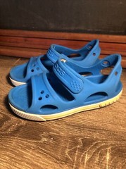 Crocs Kids Crocband II Open Toe Sandal Shoes Blue 11 Little Kid Strap Yellow A2