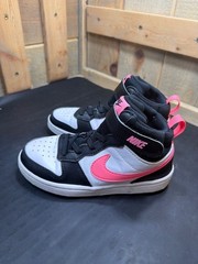 Nike Court Borough Mid 2 GS Black White Pink Sneakers Shoes CD7783-005 Size 13C