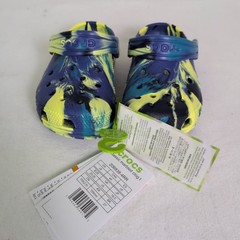 Crocs Kids Size C9 green/blue tie dye Style Water Shoes Slides