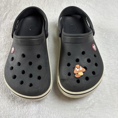 Crocs Junior Size 3 Black White Midsoles Crocband
