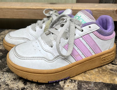 Adidas Hoops Low Kids Shoes Size 11K Gum Bottom White/Purple/Pink