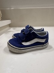 VANS Off The Wall LA Hook & Loop Low Top Canvas Blue/White Kids Size 7