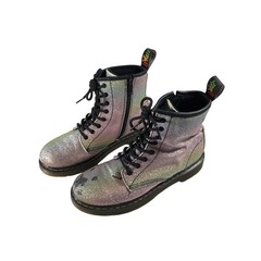 Dr. Martens Kids Pascal Rainbow Glitter Combat Boots 4M thrashed