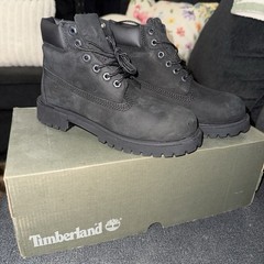 Timberland Premium 6″ Waterproof Boot Nubuck Black Kids 2 TB 012707 001
