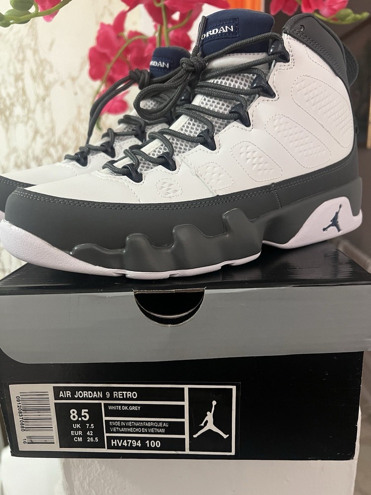 Jordan Air Jordan 9 Retro White/Gray High Top Kids US 8.5 ( REPLICAS)