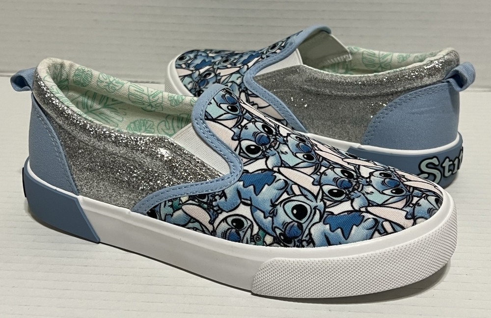Ground Up Disney Lilo Stitch Silver Glitter Slip On Shoe Sneaker Youth 3 NWOT