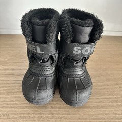 Sorel Kids Snow Commander Winter Waterproof Boots Black Size 7C Fur Lined