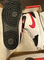 Size 12C- Nike Court Borough Mid 2 White/University Red-Black Kids Youth CUTE