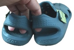 Crocs Iconic Comfort Gray Clog Strapped Sandal Kids Size C 10