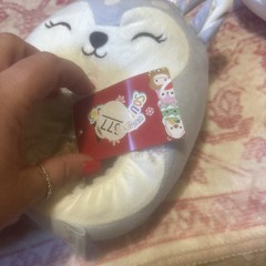 Squishmallows Blue Deer Kids Plush Slippers Silver Antlers Size 11/12 NWT