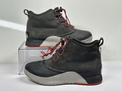Sorel Out N About Boots Youth Size 6 Grey Red Shoes Waterproof Kids NY4564 093