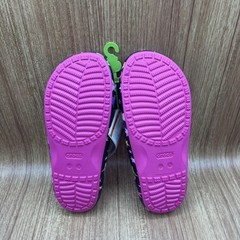 Crocs Classic Slide Black Pink Multi Kids J5 Star Pattern Sandals NEW