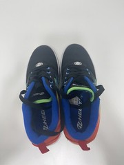 Heelys black green yellow red blue flames Youth Sz 5 EUC!