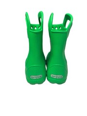 Crocs Boots Kids Size C9 Green Handle It Rain Waterproof Pull Handles Outdoor