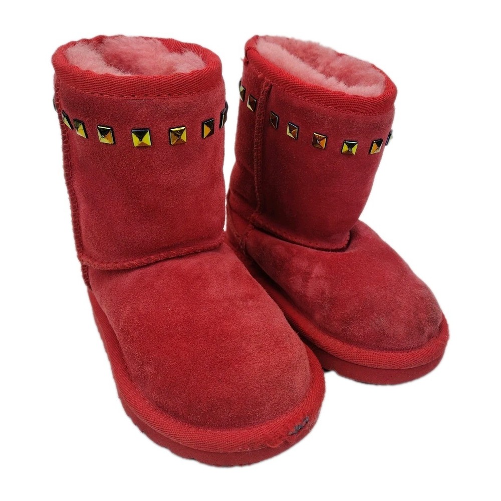 UGG Classic Short Toddler Size 6 Sherling Red Fur Winter Boots Kids UK 5 EU 22.5