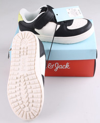 Cat & Jack Jaid Solid Court Sneakers Kids Size 12 Black / White New In Box