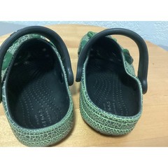 Crocs Clogs Kids Size C9 Green Dinosaur 3D Eyes Spikes Reptile Print Slip On