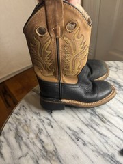 Black And Tan Old West Kids Leather Western Boots Size 10 #0027