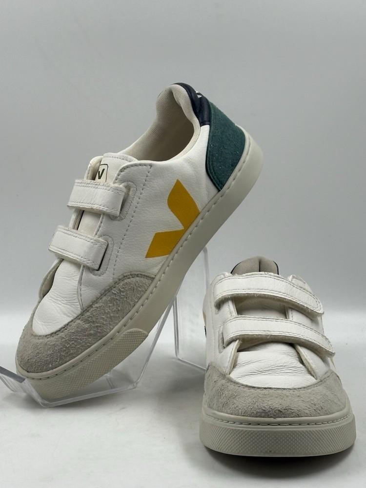 VEJA Small V-12 Chromefree (Little Big Kid) Sneaker, Extra White/Multicolor US 4