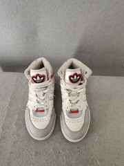 Adidas Drop Step Sneakers Youth 13 1/2K White Gray Red Trefoil Ortholite Shoes