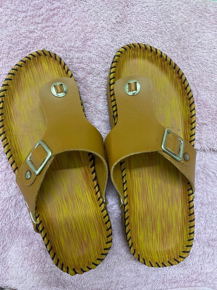 Vintage Handmade Leather Sandals – Traditional Wooden Look – Unisex Slip-On