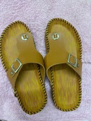 Vintage Handmade Leather Sandals – Traditional Wooden Look – Unisex Slip-On